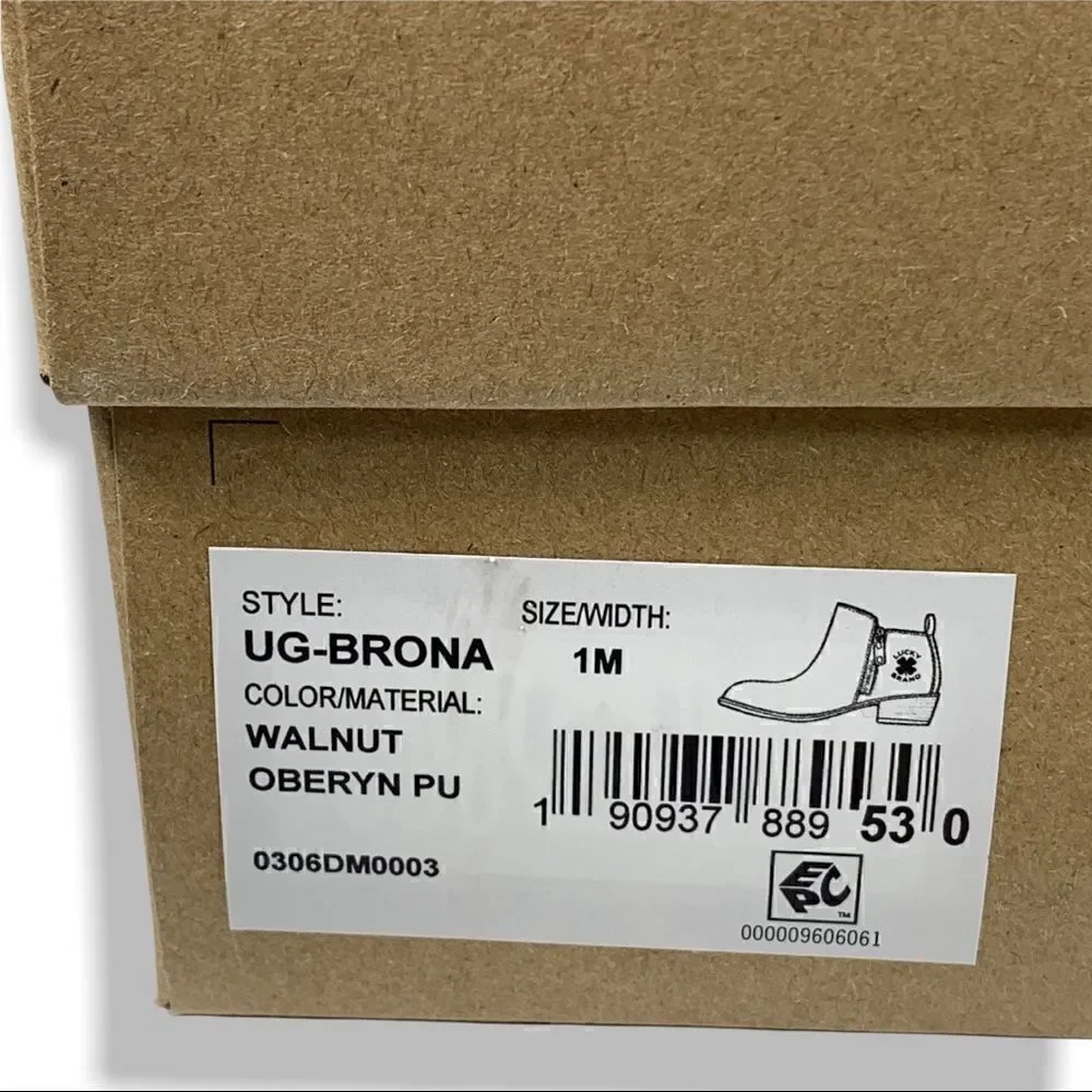 Lucky Brand Girls UG-BRONA Walnut Ankle Boots size 1 Kids